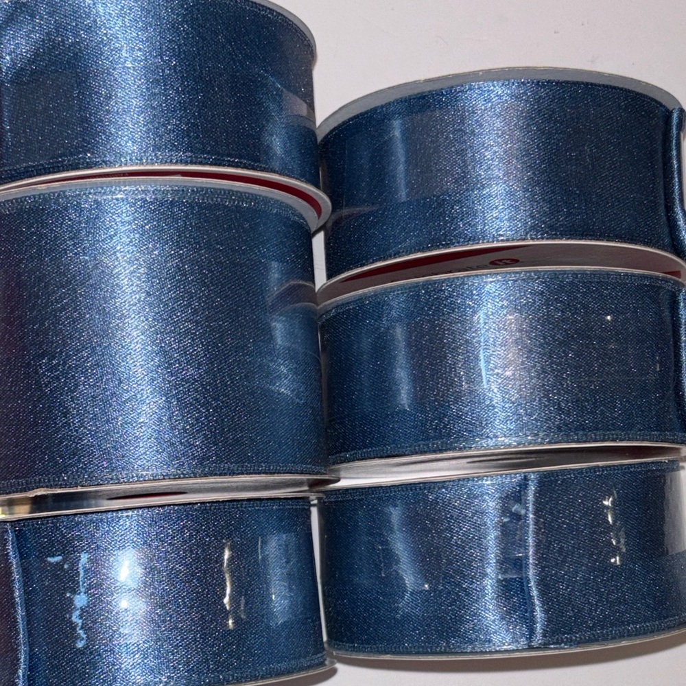 Cornflower Blue Satin Ribbon Wired Ribbon set of 6 Light blue Satin Ribbon